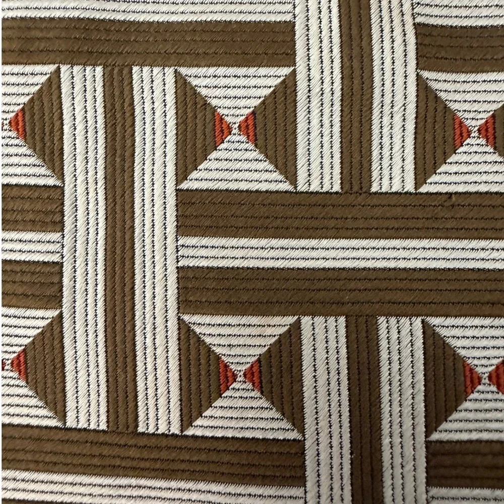 Pierre Balmain Silk Necktie Vtg Brown Geometric Couture France Designer Art Deco